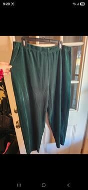 Y2K vintage forest green ribbed velour/plush knit pants 18W/20W